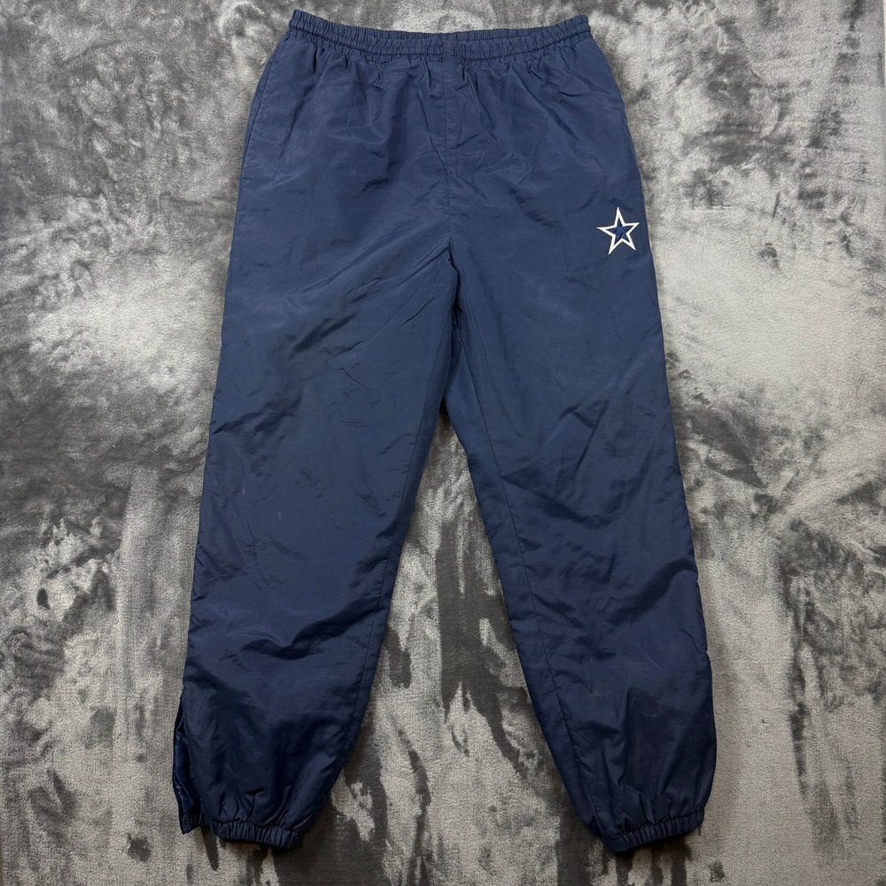 NFL Game Day Dallas Cowboys Track Pants Mens Large Navy Blue Nylon Windbreaker